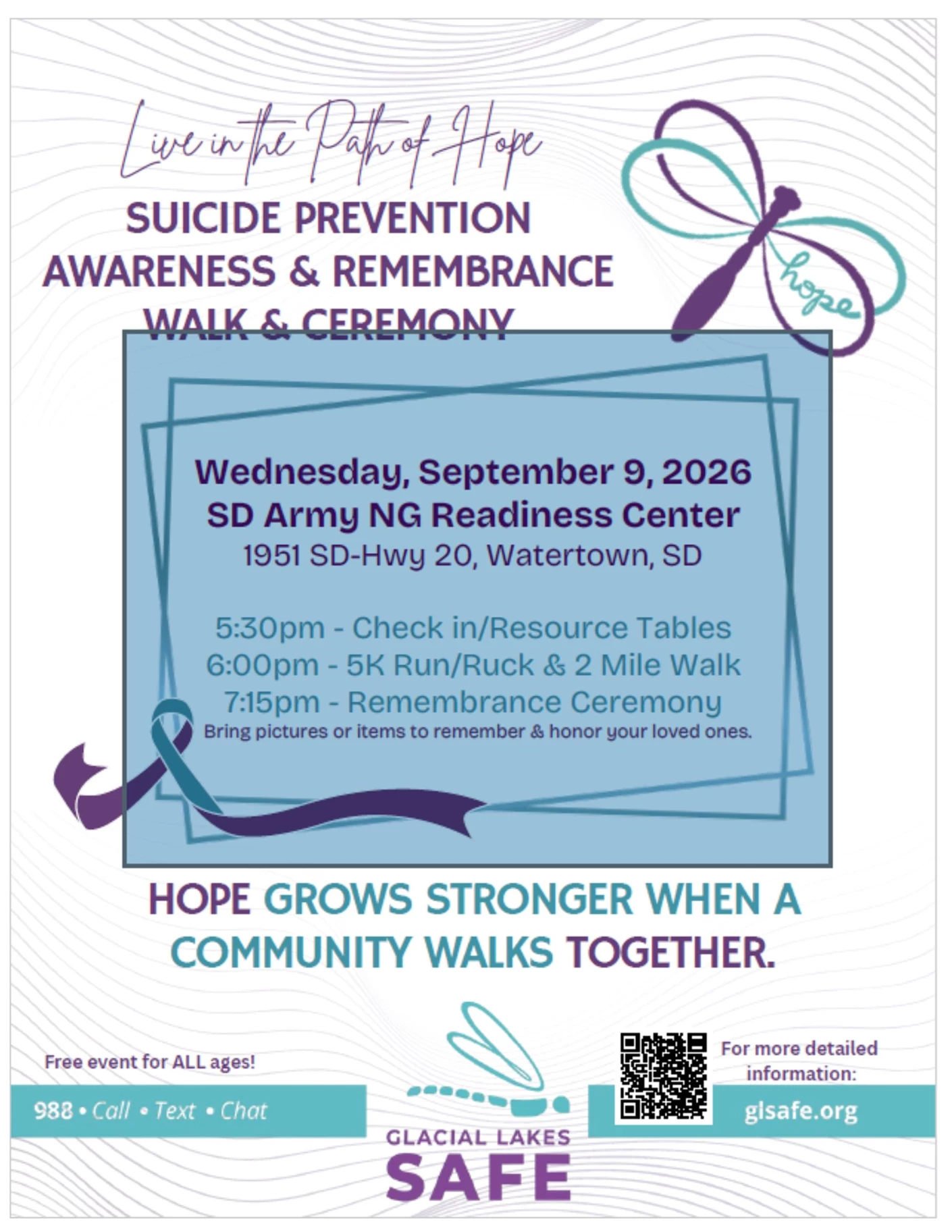 image showing what's happing on Annual Suicide Prevention Awareness & Remembrance Walk & Ceremony
