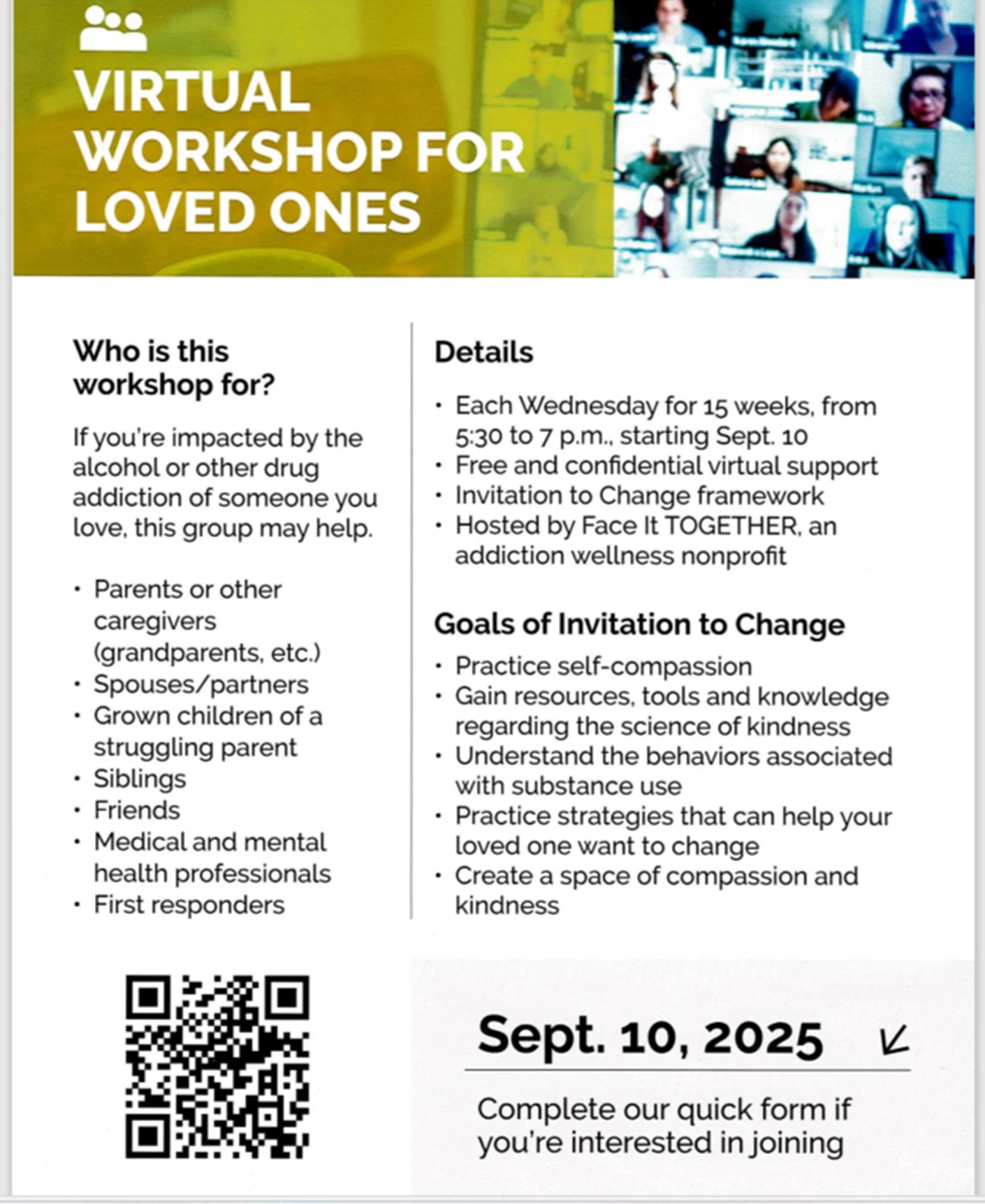 image showing what's happing on Virtual Workshop for Loved Ones