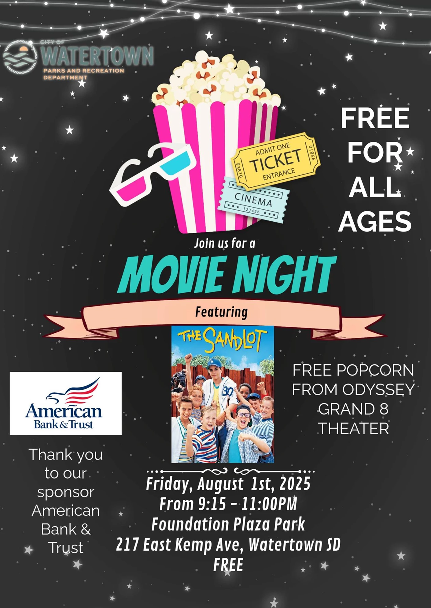 image showing what's happing on Watertown Park & Rec Movie Night